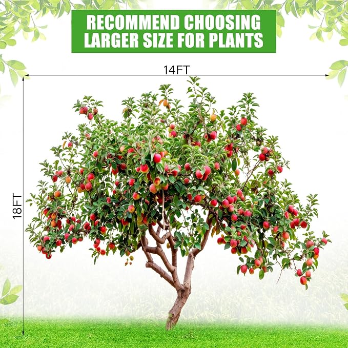 14 x 18 ft Large Fruit Tree Netting for Protecting Fruit from Squirrels Birds Bug Deer & Rat Garden Mesh Netting with Zipper and Drawstring Tree Covers for Blueberry Peach Apple Garden Bushes