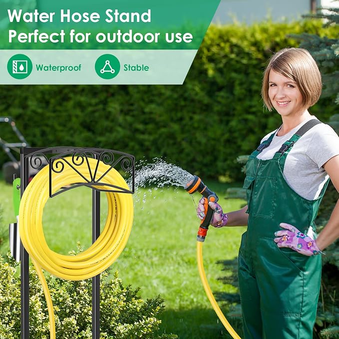 TomCare Garden Hose Holder Heavy Duty Water Hose Holder Solid Metal