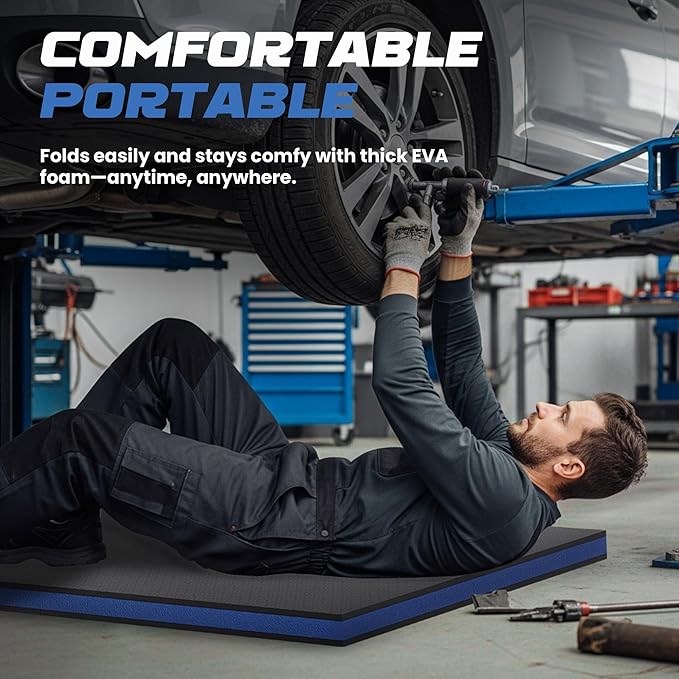 Foldable EVA Utility Mat with Handle & Strap, 47" × 15.8" High Density EVA Foam Kneeling Pad for Garage Work, Workshop Repair, Yard Tasks, Gardening