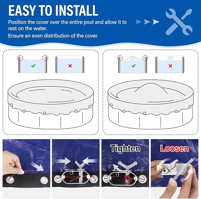 Winter 18 FT Pool Covers for Above Ground Pools,Round Pool Cover with Cable & Winch 4 Ft Overlap Extra Thick Durable Pool Cover for Waterproof & Dustproof,All-Season Protection for Above Ground Pools