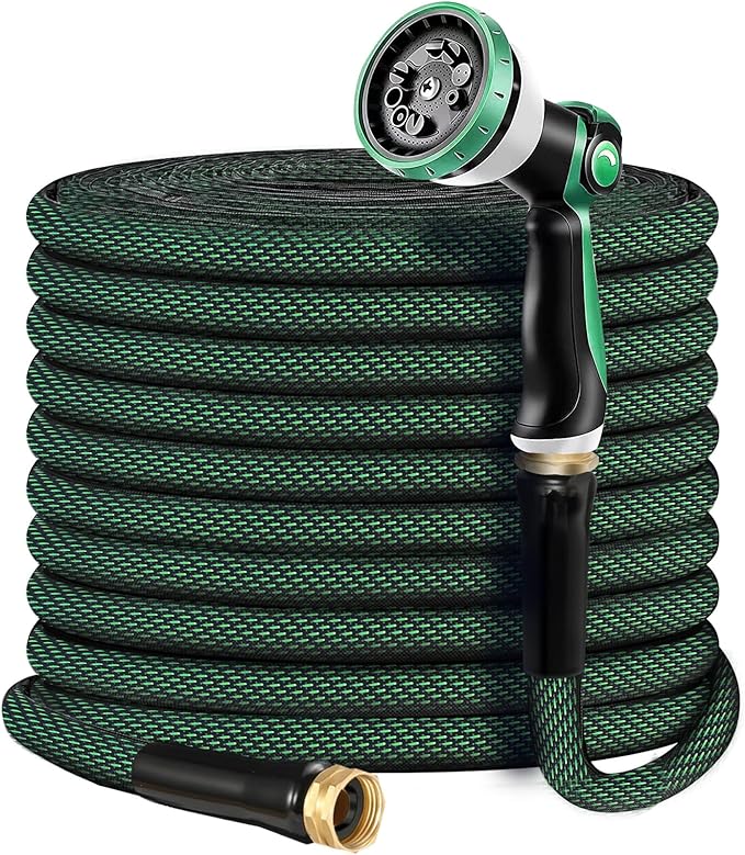Garden Hose 25FT, Heavy Duty Water Hose with Aluminum Fittings, Puncture Proof All-weather, Ultra-Lightweight and Flexible, Watering and Cleaning for Outdoor, Lawn