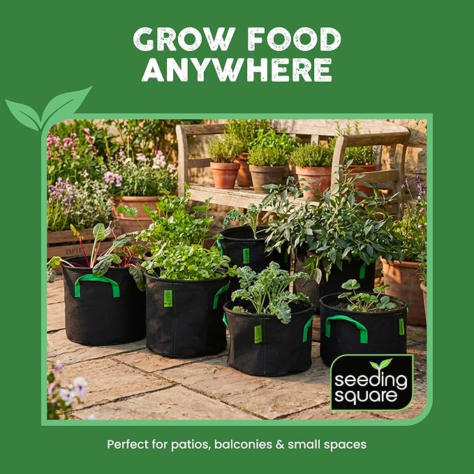 Seeding Square Fabric Grow Bags (7 Gallon) – Durable, Reusable Air-Pruning Plant Pots for Vegetables, Fruits & Herbs – Eco-Friendly Breathable Planter Bags for Healthy Roots & Bigger Harvests