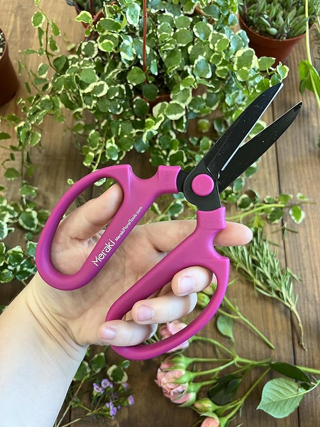 Garden Pruning Scissors Carbon Steel Blades 7.6 Inch Bougainvillea - Hot Pink
