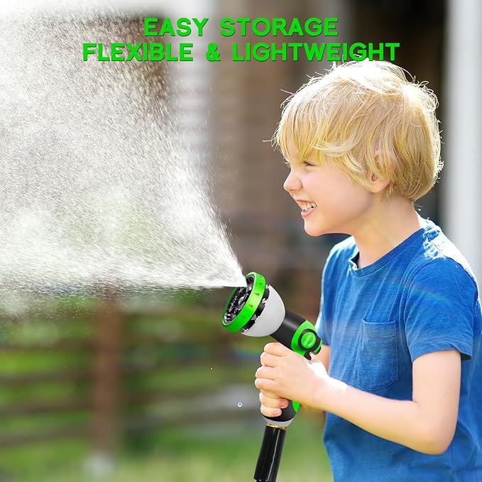 Junredy Garden Hose 75 FT, NON-EXPANDABLE Heavy-Duty Flexible & Lightweight Water Hose with 10-Function Nozzle, No-Kink, Leak-Proof Super Fabric, Solid Fittings for Lawn, Car, Outdoor (Black Blue)