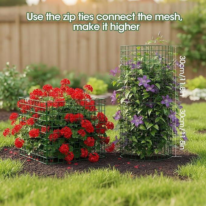 18PCS Plant Protectors from Animals, 13"x13" Metal Plant Cages for Outdoor Plants, Reusable Plant Covers from Animals, Garden Cloche & Chicken Wire Cloche for Vegetables, Flowers, Seedlings