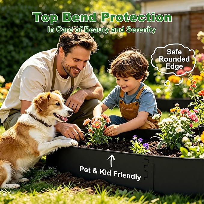 Metal Landscape Edging 6 Pack 40" L x 8" H, Galvanized Steel Landscape Lawn Edging with 90 Degree Rounded Top, Heavy Duty Lawn Edging, Easy-to-Install, Flower Bed Yard Pathway Divider
