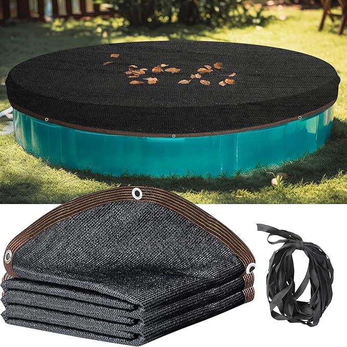 Pool Leaf Net Cover 28 ft Round, Fine Mesh Leaf Net for Above Ground Pool, Winter Pool Cover 28 ft Round Above Ground, Cover Size: 31-Feet Dia (Includes 3-feet Overlap) (Black -Round, 28FT)