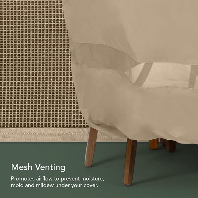 Classic Chaise Lounge Cover 2-Pack, Weather-Resistant Vinyl Outdoor Furniture Covers with Mesh Vent, Elastic Hem, UV Protection, Lightweight Patio Chair Covers, 25W x 78D x 30H - Tan