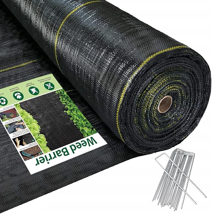 3.5oz Weed Barrier Fabric, Custom Size 3ft x 83ft Heavy-Duty Woven Landscape Fabric with Staples for Garden Weed Control & High Permeability