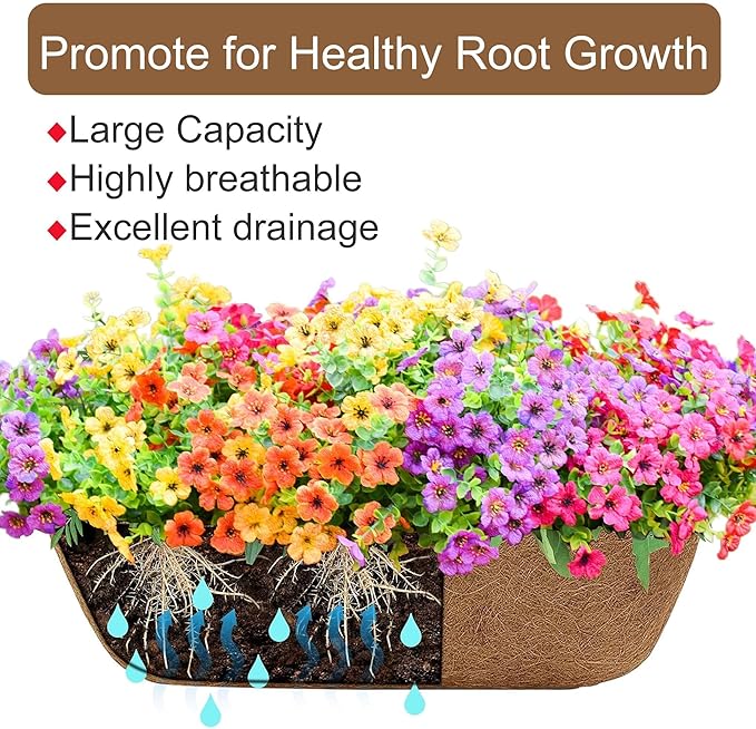 30 Inch Window Baskets with Coconut Liner Outdoor Wall Planter for Plants Long Window Flower Box for Porch Fence Patio Outdoor（4 Pack）