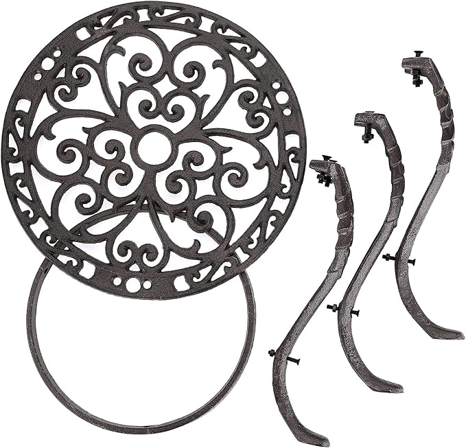 OwnMy Heavy Duty Cast Iron Plant Stand Vintage Iron Flower Pot Holder, Rustic Decorative Round Potted Plant Stand Rack, Indoor Outdoor Metal Plant Holder for Home Garden