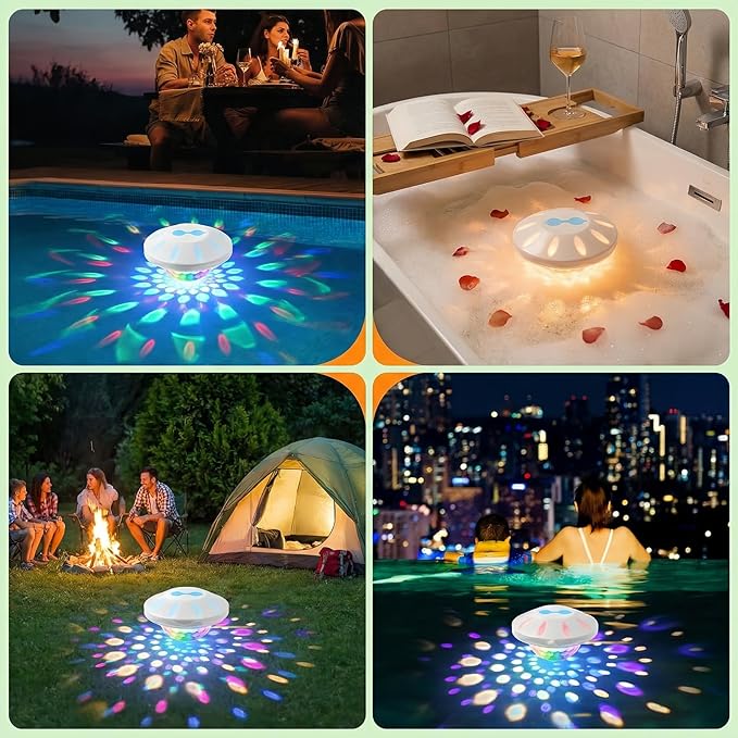 Godferyxin Floating Pool Lights for Night Party, 4-Pack 4000mAh Color-Changing LED Pool Floats, Waterproof Lanterns for Swimming Pool, Pond, or Backyard Decoration