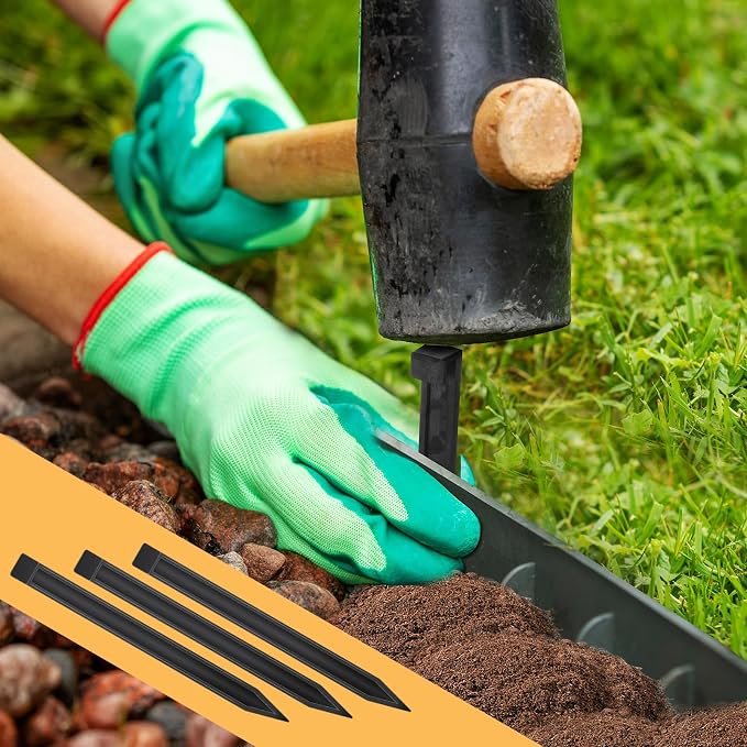 100 Pcs Garden Landscape Stakes, 10 Inch Garden Landscape Anchoring Stakes for Yard Terrace, Edging Coil, Grass, Board, Liner