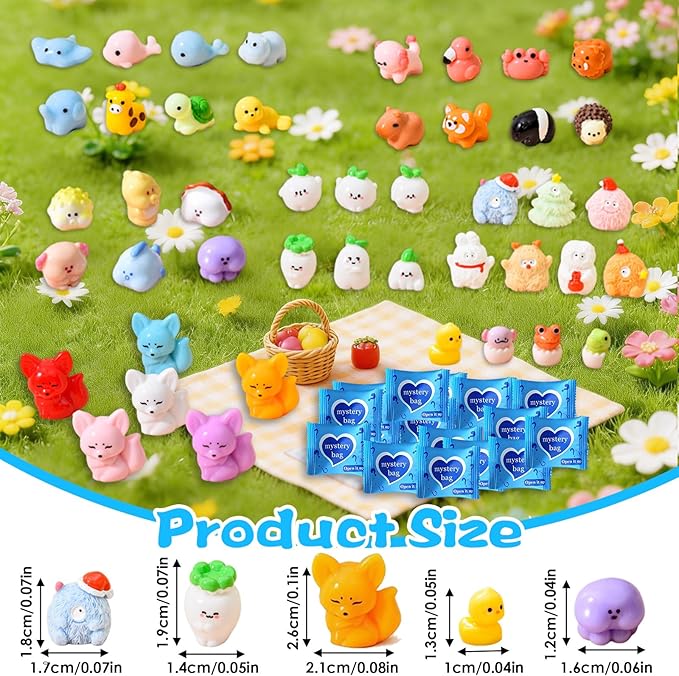 Mini Glow In The Dark Animal Resin Models, Resin Animals Mystery Bags, Individually Wrapped Blind Bags Tiny Animal Figurines, Collectible Mini Animals For Fairy Garden, DIY Crafts (200, B-Animal)