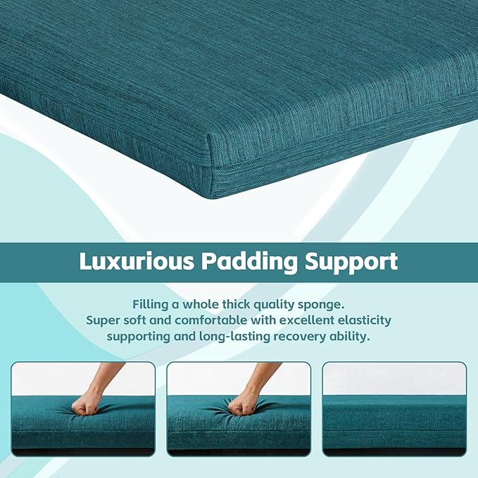 COZYVIDA Outdoor Chair Cushions Set of 4, 20"x20" Square Seat Pads with Tie Straps and YKK Zippers, 30D High-Density Foam, Water-Resistant Fabric,UV-Resistant 1000+ Hrs,Malachite