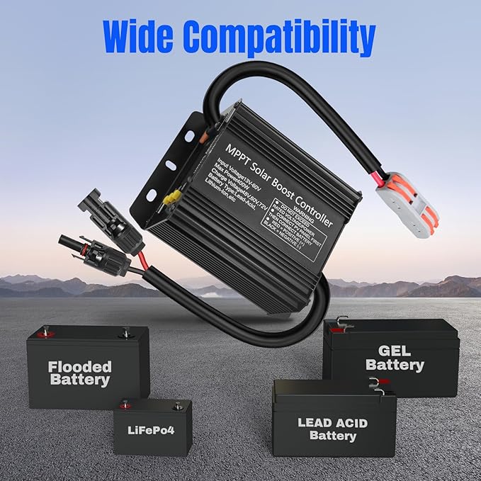 500W SmartSolar MPPT Boost 24V/36V/48V/60V/72V MPPT Solar Charge Controller LCD Display Solar Panel Regulator for Sealed Flooded AGM Gel LFP User Batteries, Ideal for Golf Carts Electric Vehicles RVs