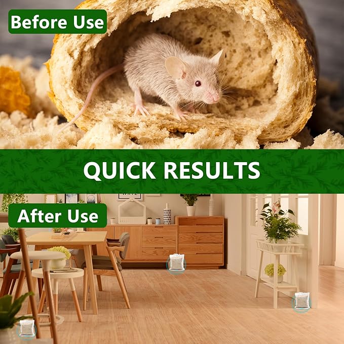 Mouse Rodent Repellent, 20 Pack Peppermint Lemon Oil Mice Repellent for Squirrel Rats Spider Pests, Natural Deterrent for Kitchen, Warehouse, Car, Indoor, Outdoor, Safe for Pets & Family