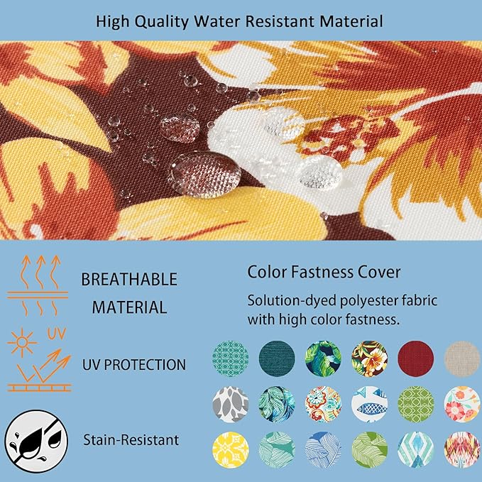 COZYVIDA Outdoor Chair Cushions Set of 4, 20"x20" Square Seat Pads with Tie Straps and YKK Zippers, 30D High-Density Foam, Water-Resistant Fabric,UV-Resistant 1000+ Hrs