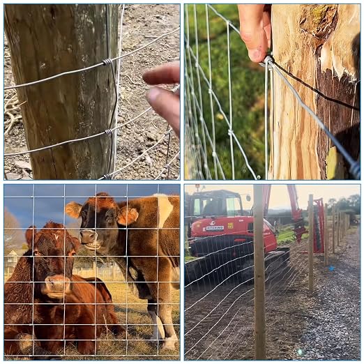 Farm Fence, 4ft X 164ft Wire Fence, Goat Cattle Deer Livestock Fence, Galvanized Woven Hog Wire Fencing,Fencing for Yard and Animals Protection
