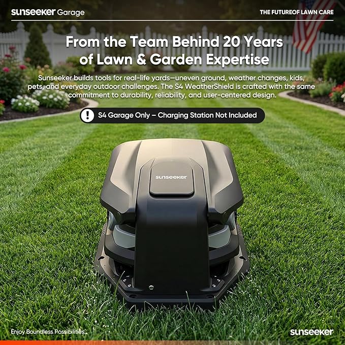 Sunseeker Garage for S4 Robot Lawn Mower – UV-Proof, All-Season Protection, PP + PA6+GF30 Durable Build