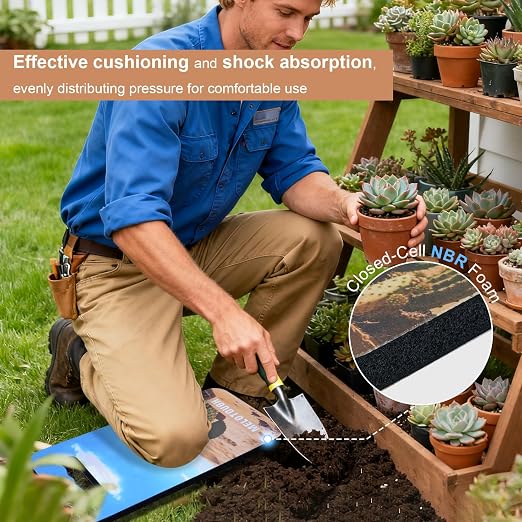 MELOTOUGH Garden Kneeling Pad, 1" Thick Soft NBR Foam Kneeling Pads for Gardening, Cleaning, Work - Lightweight & Comfortable, 15.75"x7.2" (Cactus & Black)