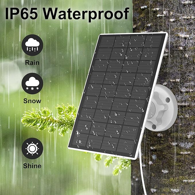 birdsnap® 3W Solar Panel with Type-C Cord for Bird Feeder Camera Only, IP65 Waterproof for Outdoors, Continuously Power Supply, Adjustable Direction