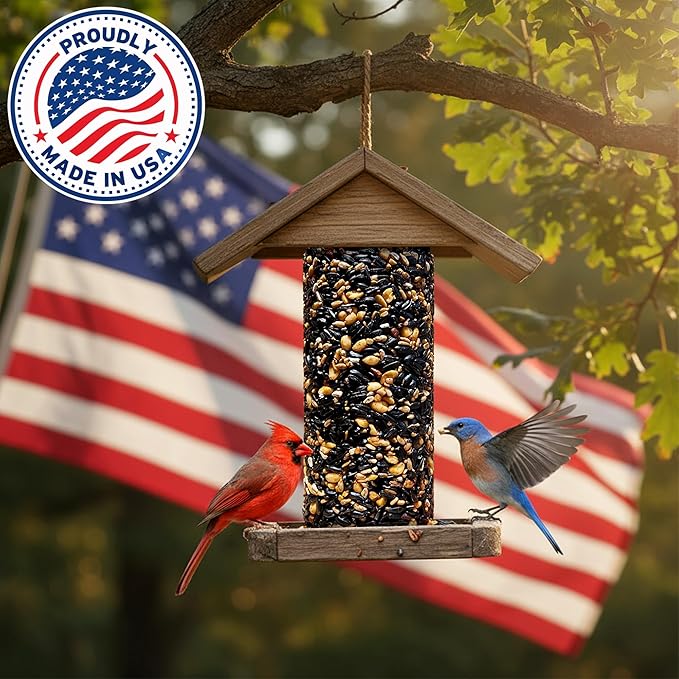 Flockin' Hot Pepper Bird Seed Cylinders with Hole – Spicy Birdseed to Reduce Squirrels – Bird Seeds for Outside Wild Birds – No Mess Birdseed – Hot Bird Seed, No Filler – USA Made (4" x 7.75") 2 Pack