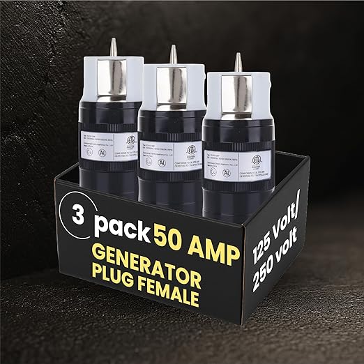 50 Amp Generator Plug，50 Amp Generator Connector (Female), 125 Volt / 250 Volt, CS6364 | 3 Pack