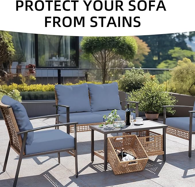 Outdoor Cushion Covers Set,14PCS Patio Furniture Couch Seat Slipcovers, Replacement for Sofa Sectional Chair(Cover，Only)
