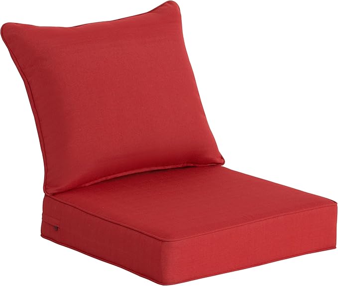COZYVIDA Outdoor Deep Seat Cushion Set of 1, 24"x24" Seat & 25"x22.5" Back, C0 Water-Resistant Breathable Polyester, UV-Resistant 1000+ Hrs, 30D Foam with Recycled Fiber Fill,Chili