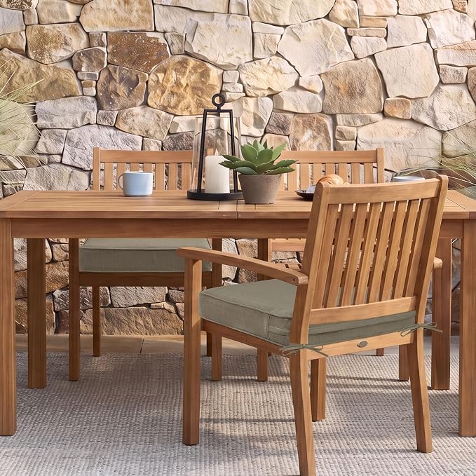 Unimatta Square Corner Seat Cushions, 19" x 19" x 3", Set of 4, Indoor Outdoor Water Repellent Universal Chair Pads with Ties for Patio Furniture, Garden Dining Chairs, Coffee Brown