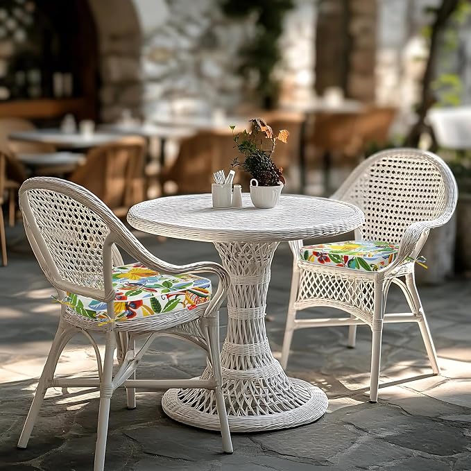 Outdoor Chair Cushions Set of 2, 19x19 Inch U-Shape Patio Seat Cushions with Ties, Water & Fade Resistant High Density Foam Cushions for Garden Patio Chairs, Flower Bird