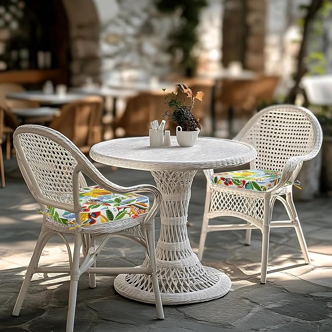Outdoor Chair Cushions Set of 4, 19x19 Inch U-Shape Patio Seat Cushions with Ties, Water & Fade Resistant High Density Foam Cushions for Garden Patio Chairs, Flower Bird
