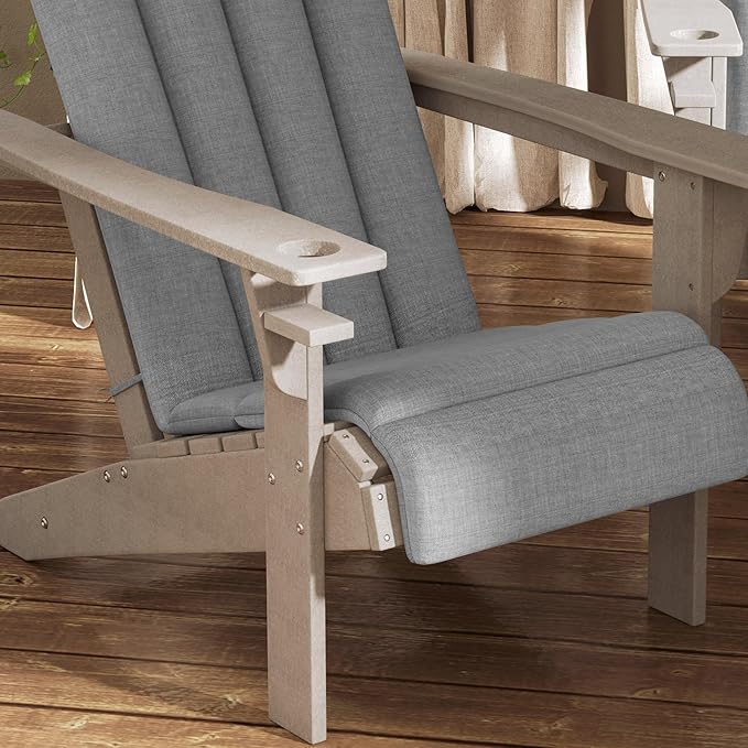 Outsunny Adirondack Chair Cushion Set of 4, Outdoor Chair Cushions with Ties, 25D High-Density Foam, High Back Patio Chair Cushions, Fade Resistant for Patio Furniture, 49" x 20" x 2", Gray