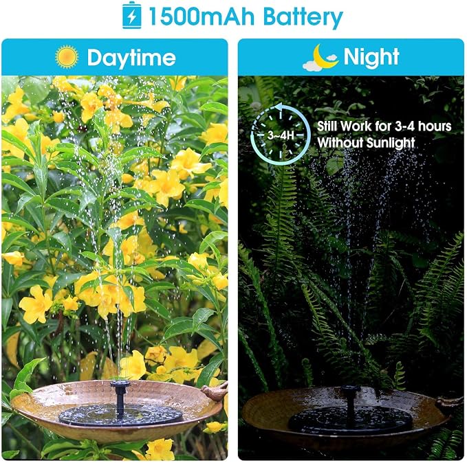 AISITIN 3.5W Solar Fountain Pump 2025, Solar Bird Bath Fountain with 6 Nozzles, 7.9'' Solar Floating Water Fountain Pump for Bird Bath, Fish Tank, Pond, Pool, Garden and Outdoor