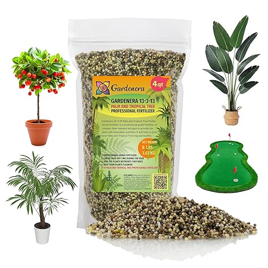 Premium 13-3-13 All-Season Fast Acting Landscape and Ornamental Fertilizer by Gardenera - Promotes Biomass Growth and Vibrant Leaf Color - 4 Quarts