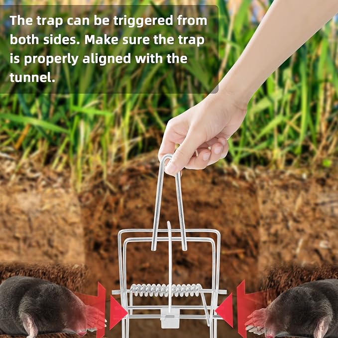 2 Pack Mole Traps, Reusable Easy-Set Mechanical Trap for Lawns, Gardens and Farmland