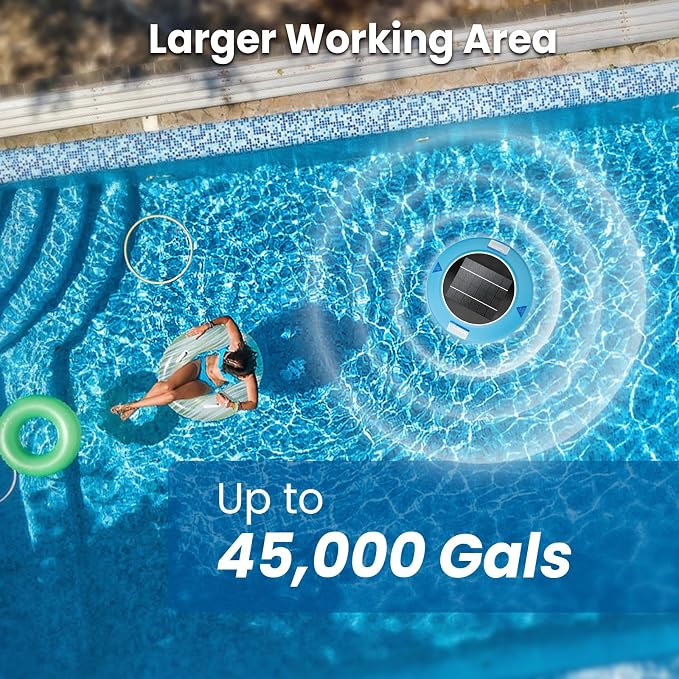 Solar Pool Ionizer for Above Ground & Inground Pools Up to 45,000 Gallons – Easy Pool Maintenance, Clear Water, Long-Lasting Performance