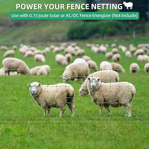 Electric Fence Netting, 42.5" H x 164' L, Portable Livestock Nets Mesh for Hog, Dogs, Deer, Goats, Larger Animals Electric Fencing for Backyards, Homesteaders, Farms, Ranches, Gardens