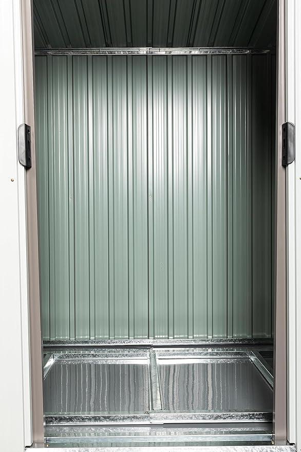 6 x 4 FT Outdoor Metal Storage Shed with Window and Punched Vents,Heavy Duty Storager House w/Sliding Doors & Padlock,Large Waterproof Tool Sheds for Garden,Backyard,Lawn,White