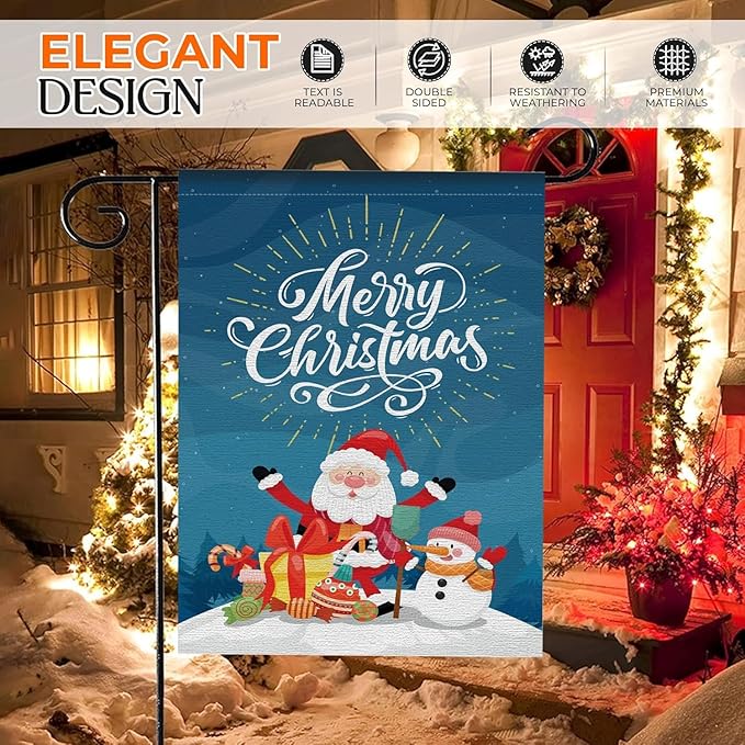 Double Sided Seasonal Garden Flags Set of 12-12x18 inch Yard Flags for Outside with Stand & Holder | Weather Resistant Thick Linen Outdoor Lawn flag, Holiday House Flags for Spring, Summer & Winter