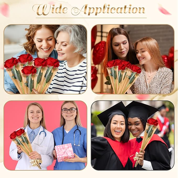 Sabary 100 Pcs Flower Bouquet Wrapping Paper Flower Rose Sleeves Bulk Floral Bags for Valentine Bridal Shower Wedding Anniversary Birthday Mother's Day(15.8" x 4.7")
