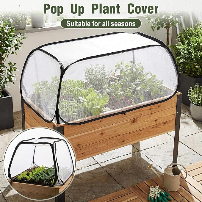 2 Pack Garden Covers for Raised Beds, 45 x 22 x 18 Garden Row Plants Cover Accelerator, Freeze Protection Greenhouse Cover for Raised Beds Protecting Seedlings Fruits with Ground Stakes