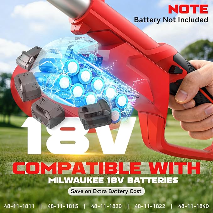 Ecarke Electric Pole Saw Compatible with Milwaukee 18V, 8 Inch Tree Trimmer Cutter, 16FT Max Total Reach, Cordless Chainsaw, 26ft/s Cutting Speed Pruner for Tree Trimming, Branch Pruning (Tool Only)