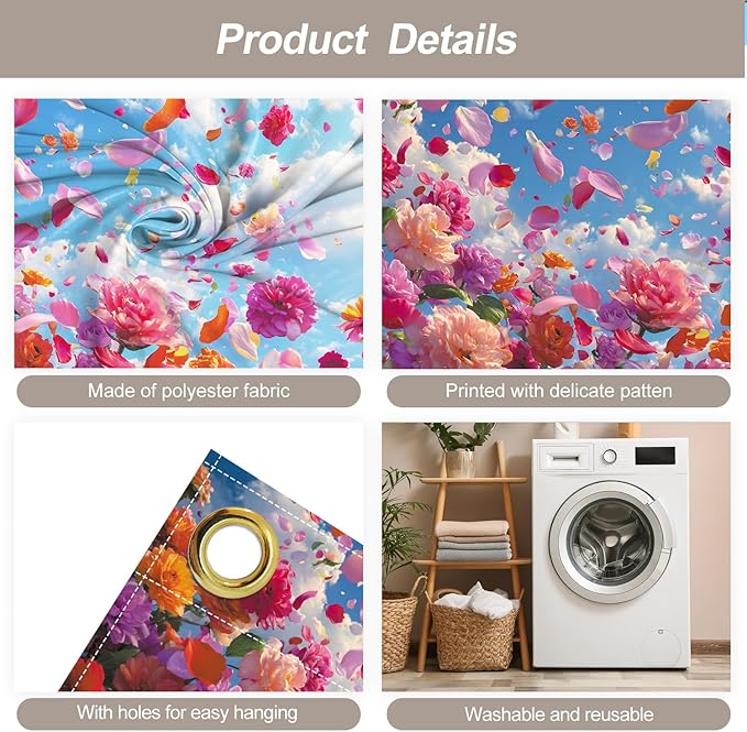 6 * 13FT Spring Flower Garage Door Cover Decorations Flower Garage Door Banner for Outdoor Indoor Spring Party Photography Backdrop