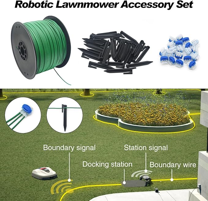 Universal 1500FT Robotic Mower Boundary Wire Automatic Lawnmower Perimeter Wire and 20FT Robotic Lawnmower Boundary Wire Splice Kit
