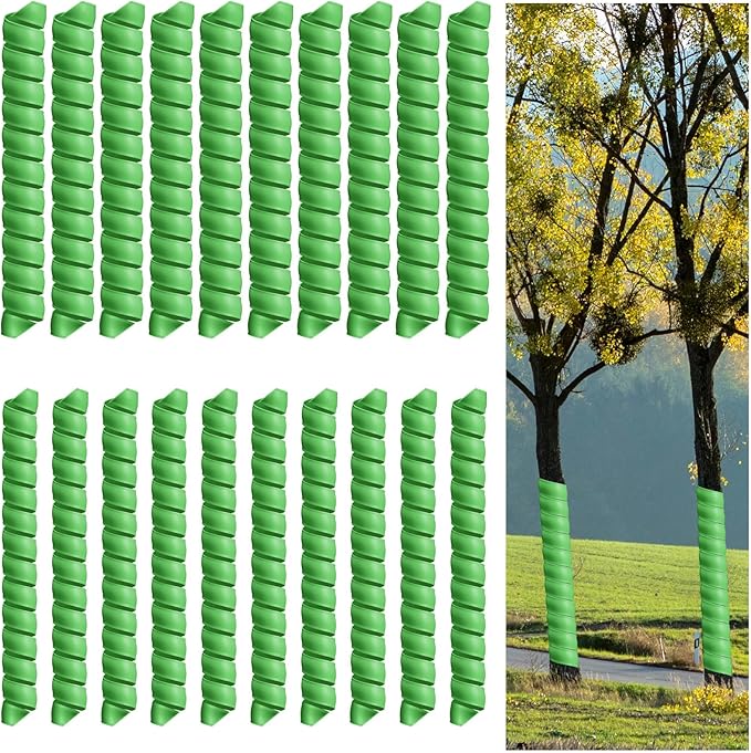 Wesiti 20 Pcs Tree Trunk Protector Plastic Spiral Trunk Tree Wrap Guard Bark Tube Protectors to Protect Bark Saplings from Deer Cats Rodents Rabbit Mowers (Green)