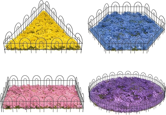 32in(H)×50ft(L) Green Decorative Garden Border Fence No Dig Metal Fence Panel Garden Edging Border Fence for Animal Barrier Fencing Flower Bed Yard Patio