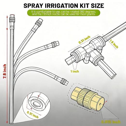 Drip Irrigation System，360° Bendable Drip Irrigation Kit Automatic Irrigation System for Garden, Adjustable Garden Watering Misting System for Greenhouse, Yard, Lawn, Plant(66FT)