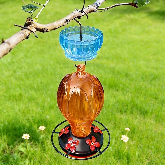 Ant Moat for Hummingbird Feeder - 9 OZ Extra Large Capacity Insect Guard - Daisy (Blue)
